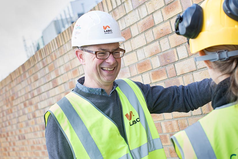 Building Control Surveyor Nick Kendall working on a construction site