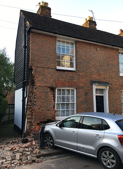 Car crashed into a house in St Albans - full damage