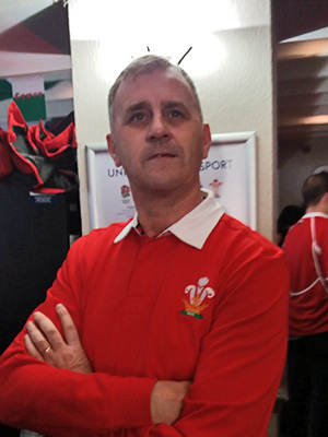 Dave Sharp in a Wales rugby jersey