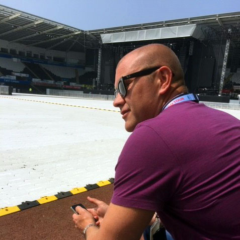 David inspecting a new build sports stadium