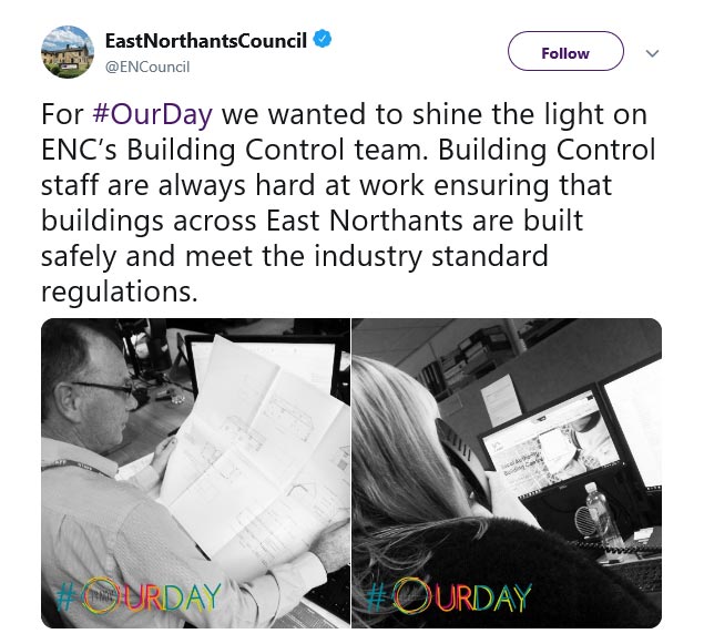 East Northamptonshire Council #OurDay Twitter campaign 2019