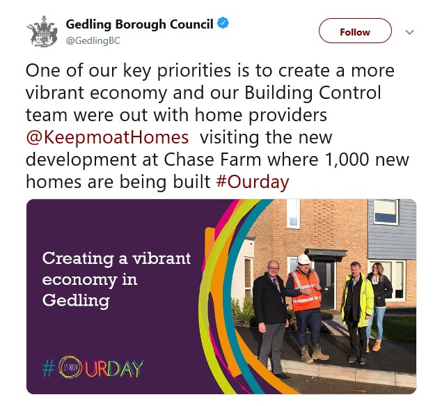 Gedling Borough Council #OurDay Twitter campaign 2019